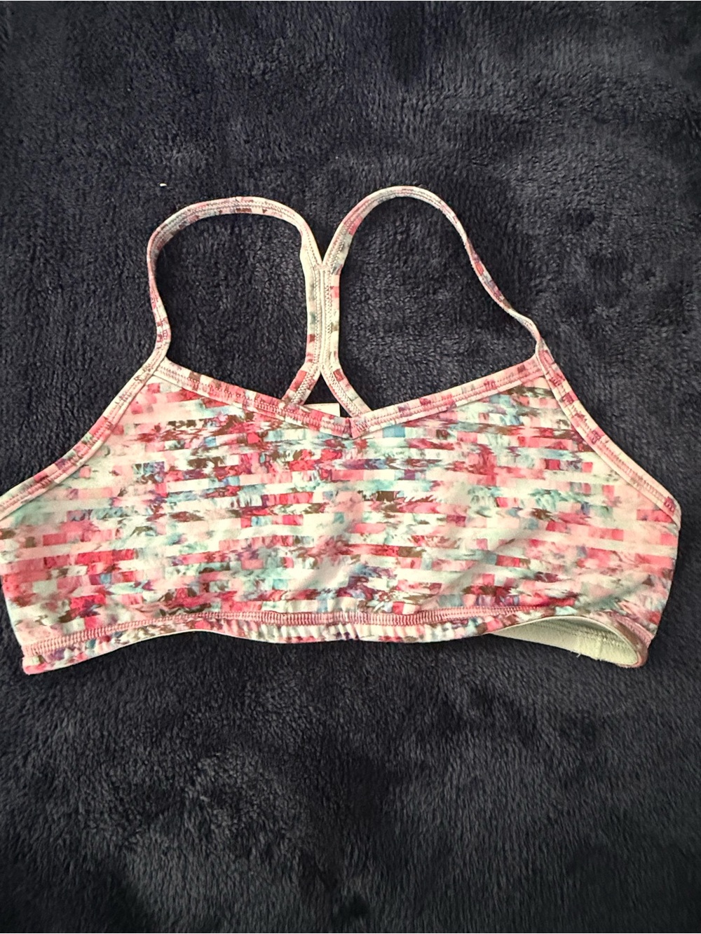 Ivivva Pink & Teal Patterned Strappy Sports Bra